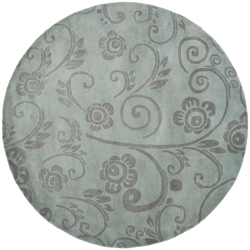 Chanler Hand-Tufted Wool Blue/Grey Area Rug, Round 6'