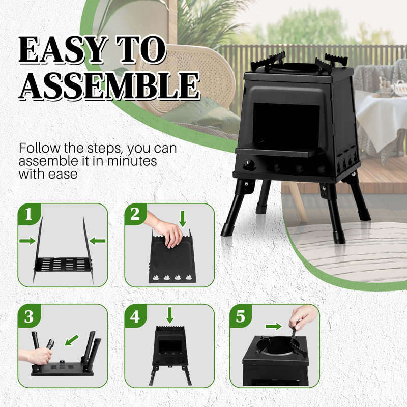 Winado Single Burner High Pressure Wood Burning Outdoor Stove, 18.31" H x 14.17" W x 14.17" D