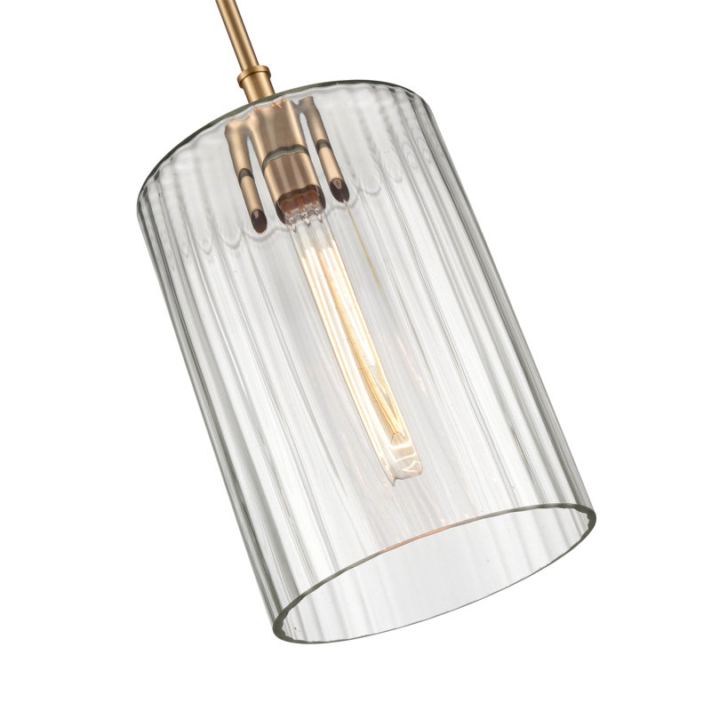 Luminaire suspendu cylindrique à 1 lumière Dariyelle, Or moderne