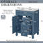 Meuble-lavabo de 24 po avec lavabo en céramique, petite armoire de lavabo de salle de bain noir, 2 tiroirs et tablette réglable, quincaillerie à fermeture silencieuse de qualité supérieure-615912633-615912638