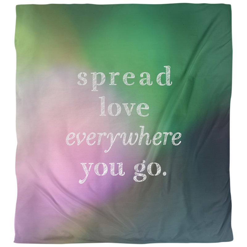 Housse de couette simple spread love quot, Housse de couette pour très grand lit, Rose / Vert foncé