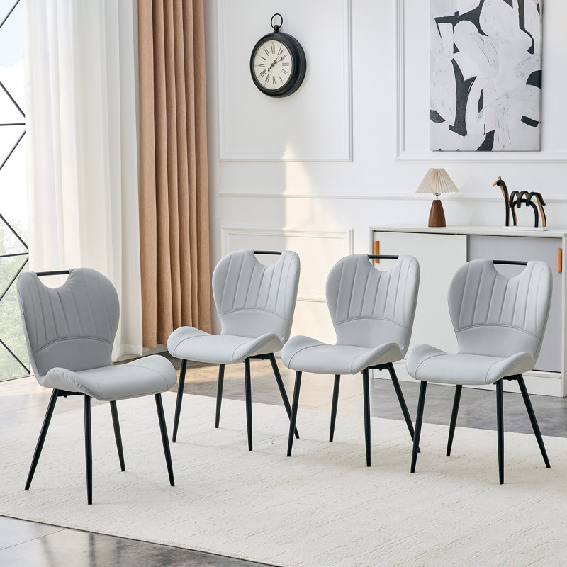 Ensemble de 4 chaises de salle à manger en polyuréthane gris clair avec poignée intégrée, Gris clair