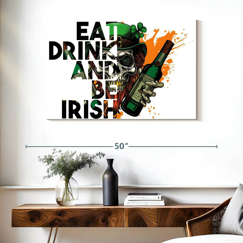 Lelend Eat Drink And Be Irish Skull, H 26 po x l 39 po