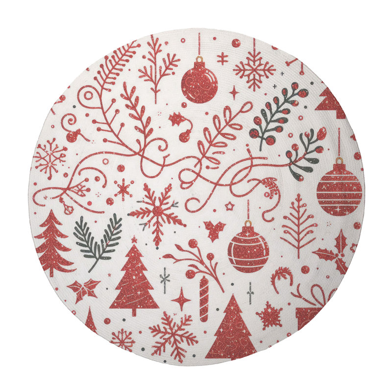 Tapis tressé scintillant Noel, Rond 5 pi