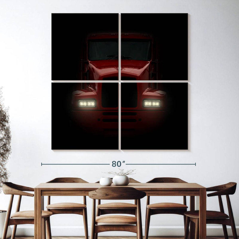Mehar Dark Red Truck, 74" H x 74" W