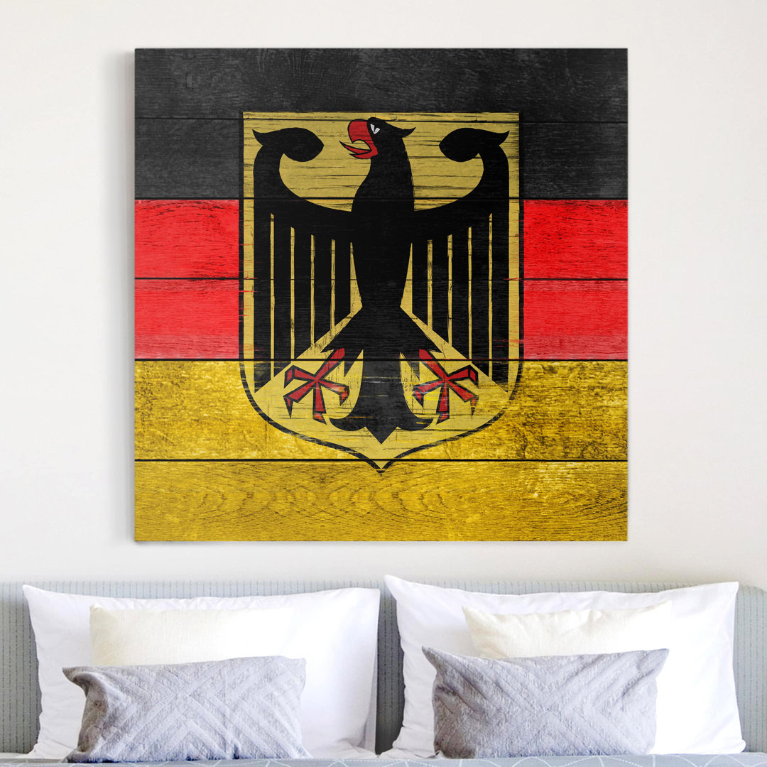 Leinwandbild Holzwand mit Deutschlandfarben