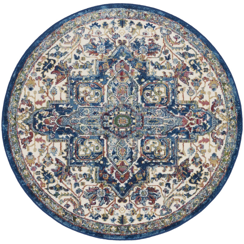Sagadahoc Floral Indoor Rug, Round 4'