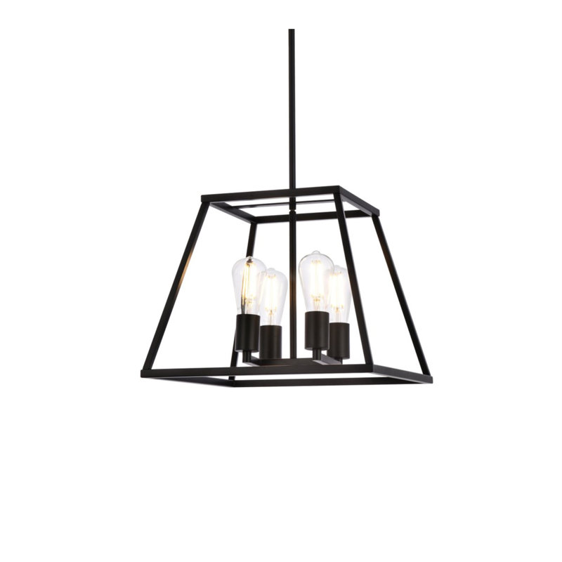 Lustre linéaire à 4 lumières Gloriajean, Noir, H 12,6 po x l 16 po x P 16 po