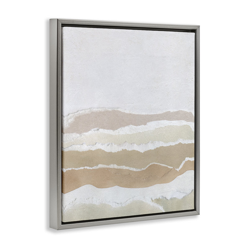 «Desert Dunes Abstraction Floater», art mural sur toile par Carol Robinson, H 31 po x l 21 po, Cadre flottant gris lustré