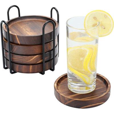 Agate Ceramic Jute Leather Crystal Circle Round 5 Piece Coaster Set