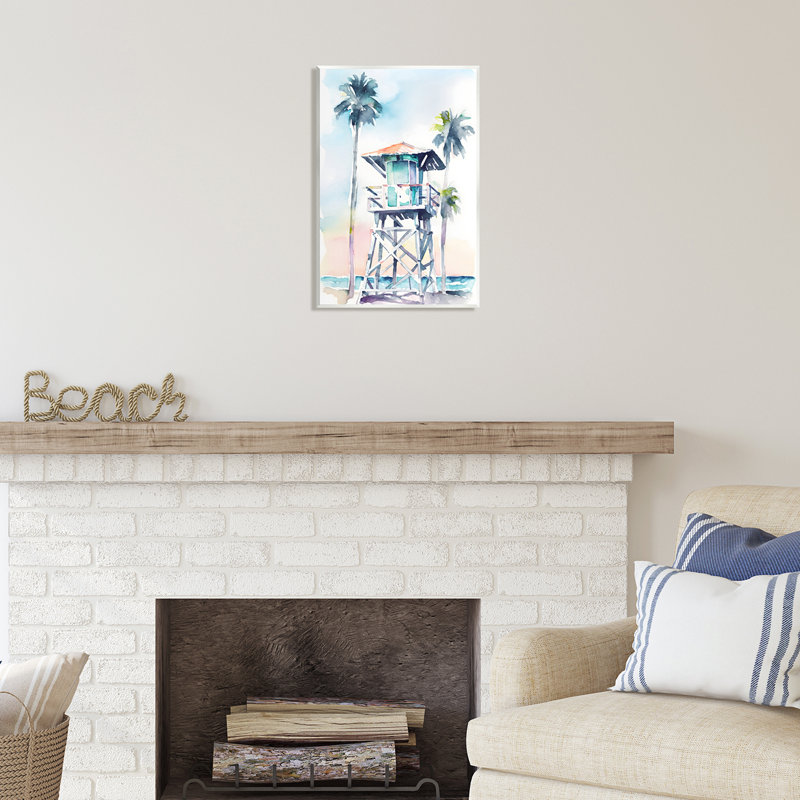 «Lifeguard Hut On Beach On MDF» par Petals Prints Design Print, H 19 po x l 13 po x P 0,5 po