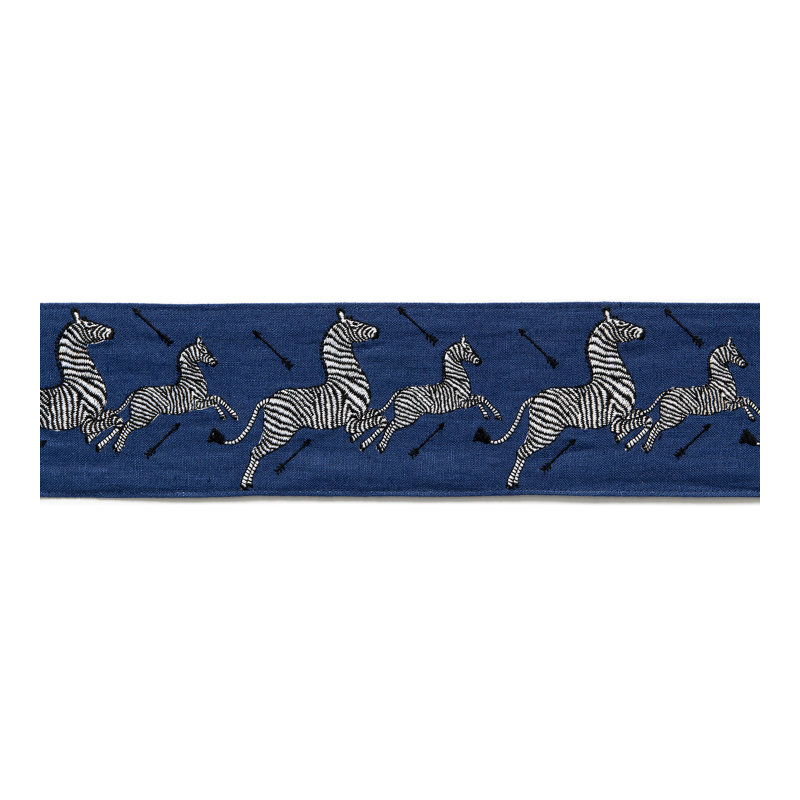 Ruban zébré brodé, Denim