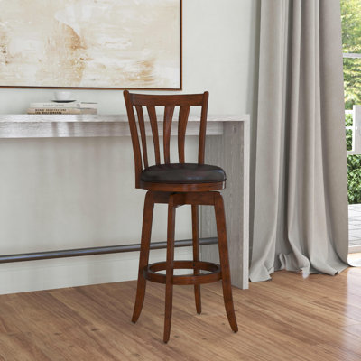 Asharn Swivel Upholstered Counter Stool with Solid Wood Frame