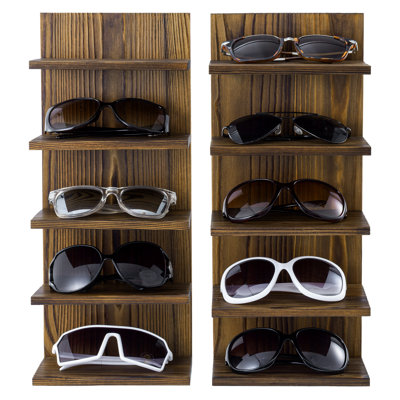 2-Piece 5 Tier Wood Sunglasses Holder