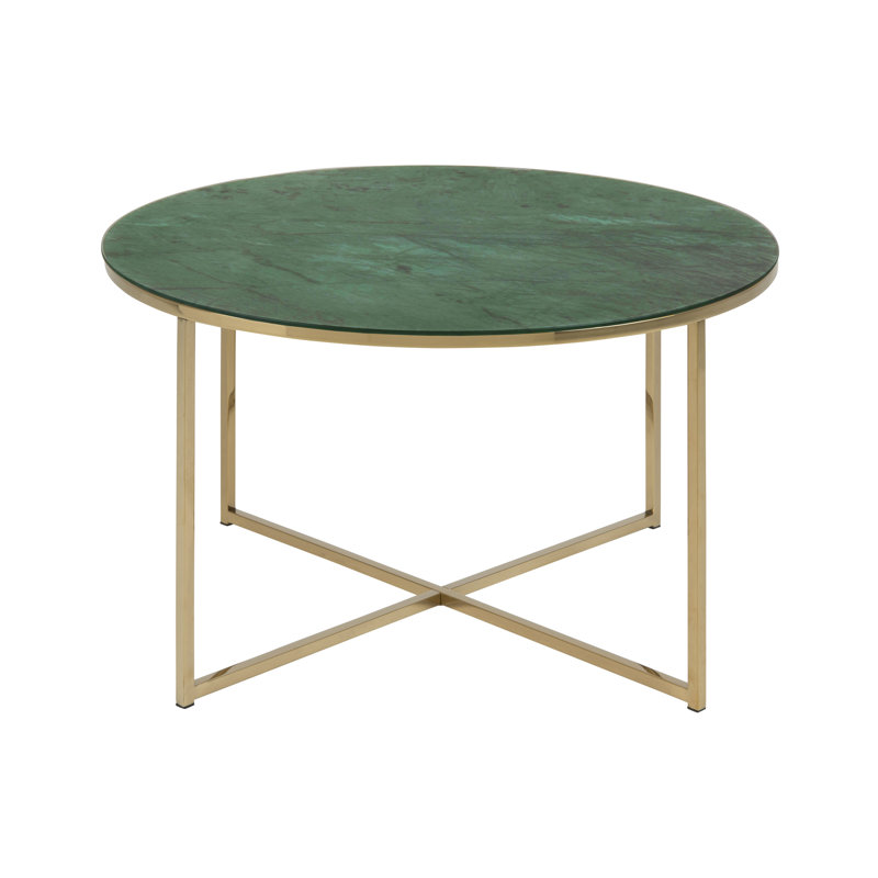 Bonilla Frame Coffee Table, 46cm H x 80cm W x 80cm D, Green, Gold
