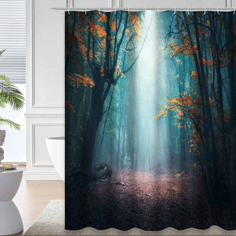 Rideau de douche à 12 crochets Forest Forest, L 72 po x l 72 po