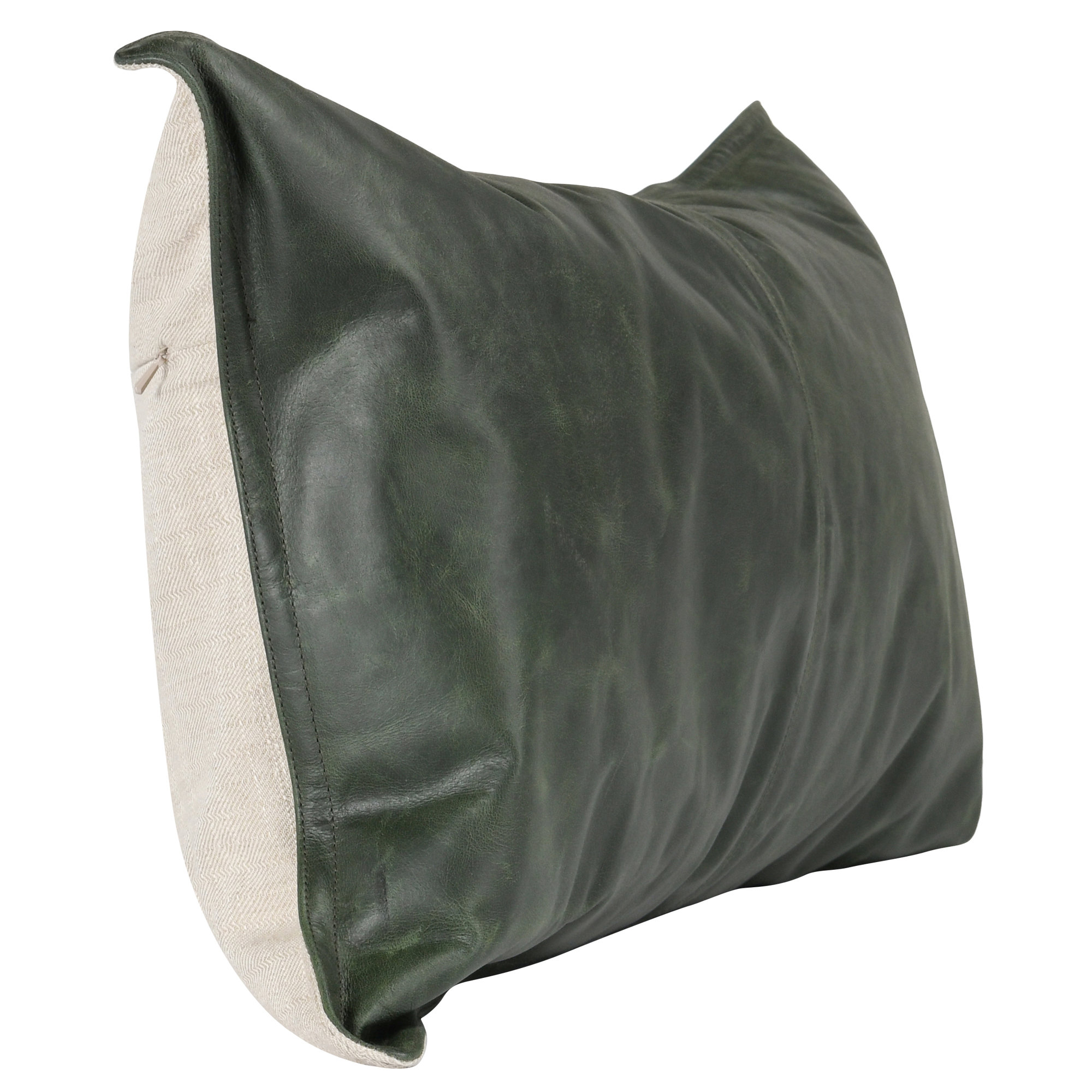 Cutler Leather Accent Pillow, Forest Green, 14" x 26", Rectangular