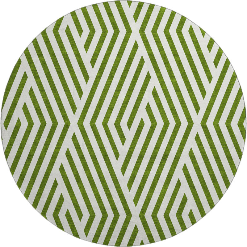 Tapis rond lavable à la machine de qualité supérieure 8 pi x 8 pi Cerrito AMF550 Olive, Rond 8 pi