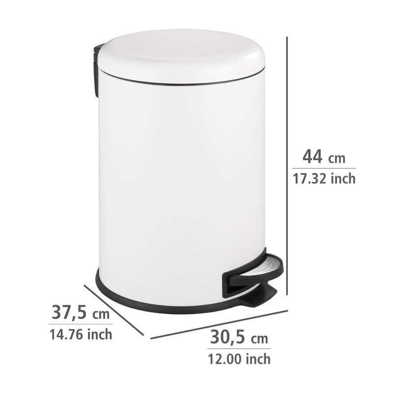 Leman Steel Step On Kitchen Trash Can - 20L, White