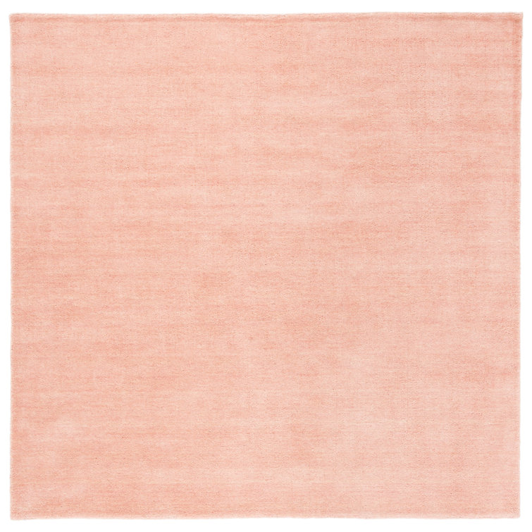 Ewen Hand Loomed Wool/Cotton Solid Color Rug in Light Pink