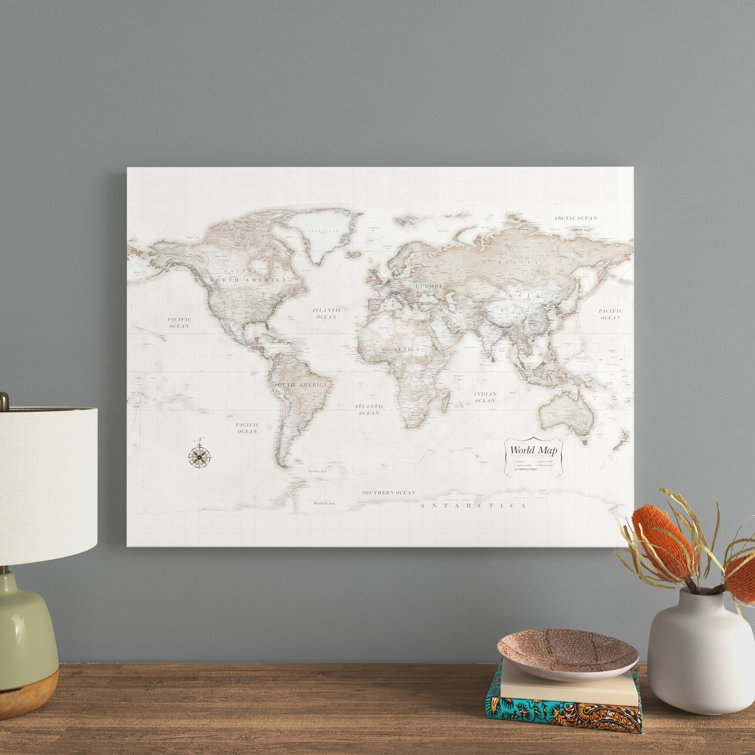 Classic World Map - Wrapped Canvas Graphic Art Print