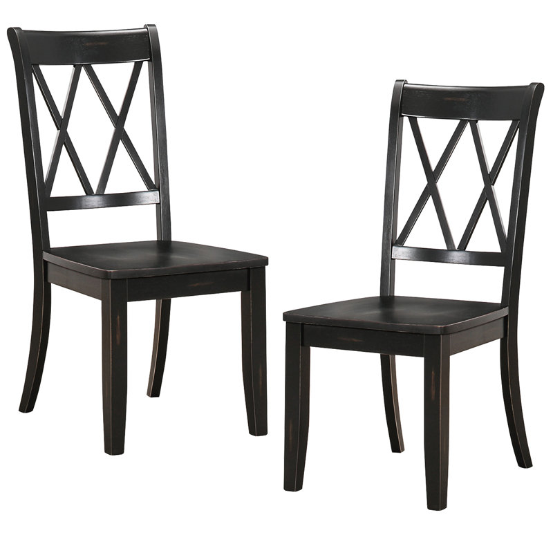 Fauteuil de salle à manger décontracté pour 2 personnes, chaise, dossier, placage de pin, noir, assise d'appoint de style transitionnel à finition noire, dossier, 18,5 po x 23 po x 40 po