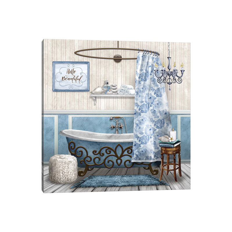 Blue Bath Retreat II by Conrad Knutsen - Wrapped Canvas Painting, 66.04 cm H x 66.04 cm W x 3.175 cm D