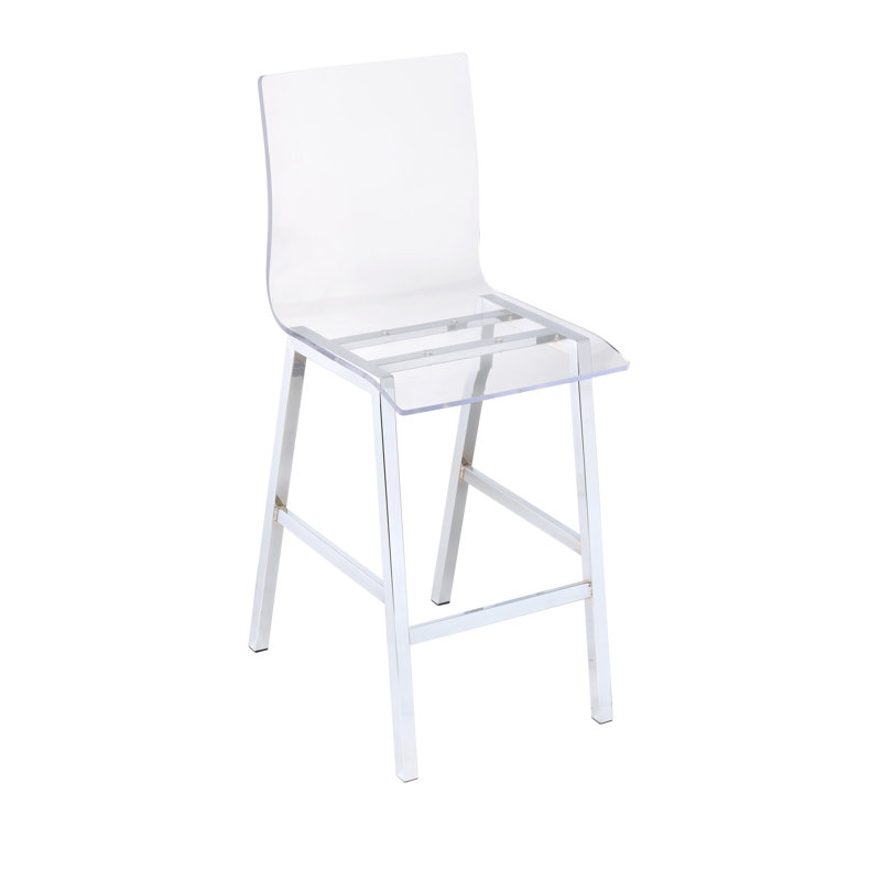 Nadie Clear Acrylic & Chrome Finish Counter Height Chair (Set Of 2)