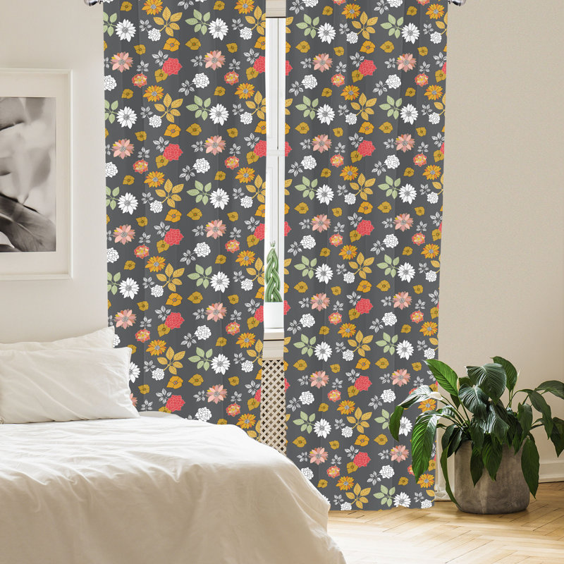Floral Semi-Sheer Rod Pocket Sliding Panel, 28" x 95"