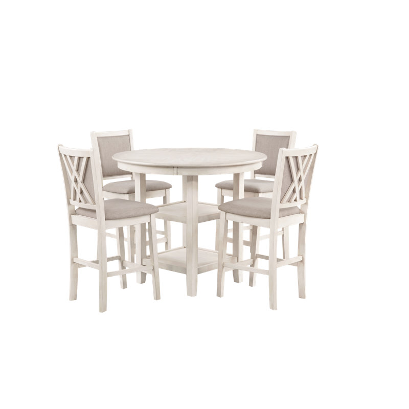 Arnott 5 - Piece Wood Dining Set, Beige/Brown, 36"H x 42"L x 42"W