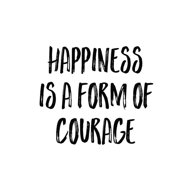 Happiness Courage - Art textuel sur toile tendue, H 20 po x l 20 po