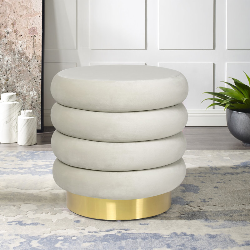 Repose-pieds en velours avec rangement 15,9 po, Bleu