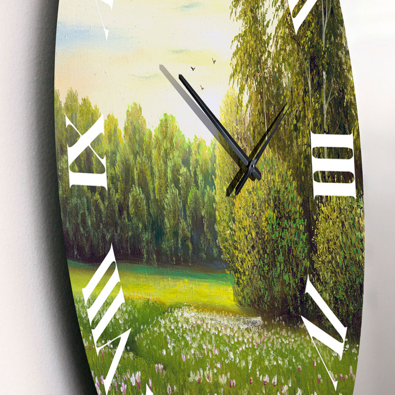 Spring Trees By The Meadows - Horloge murale Country, Petit