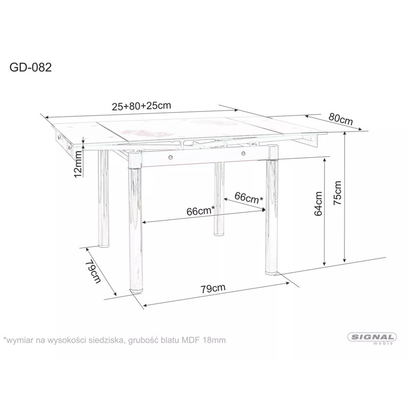 Charnika Metal Base Dining Table, 75cmH x 80cmL x 80cmW