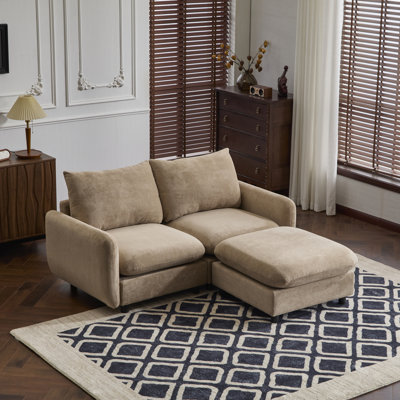 69 in. 3-Piece L Shaped Modular Free Combination Sectional Velvet Sofa Couch with Ottoman