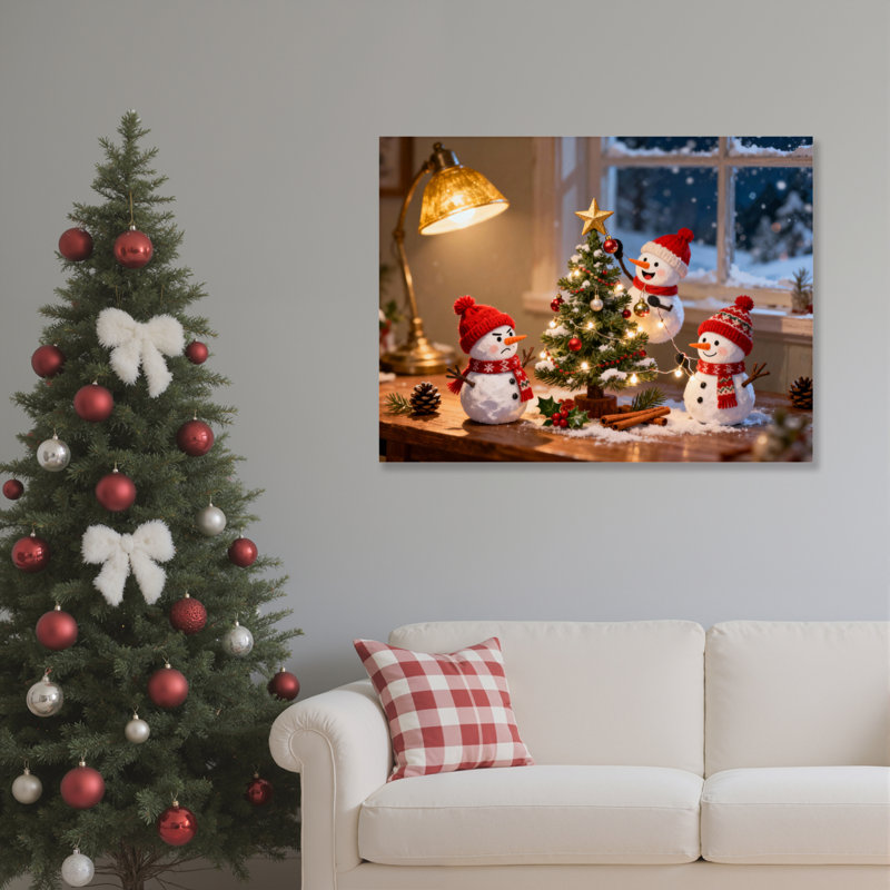 «Snowman Tree», art mural sur toile, H 12 po x l 18 po