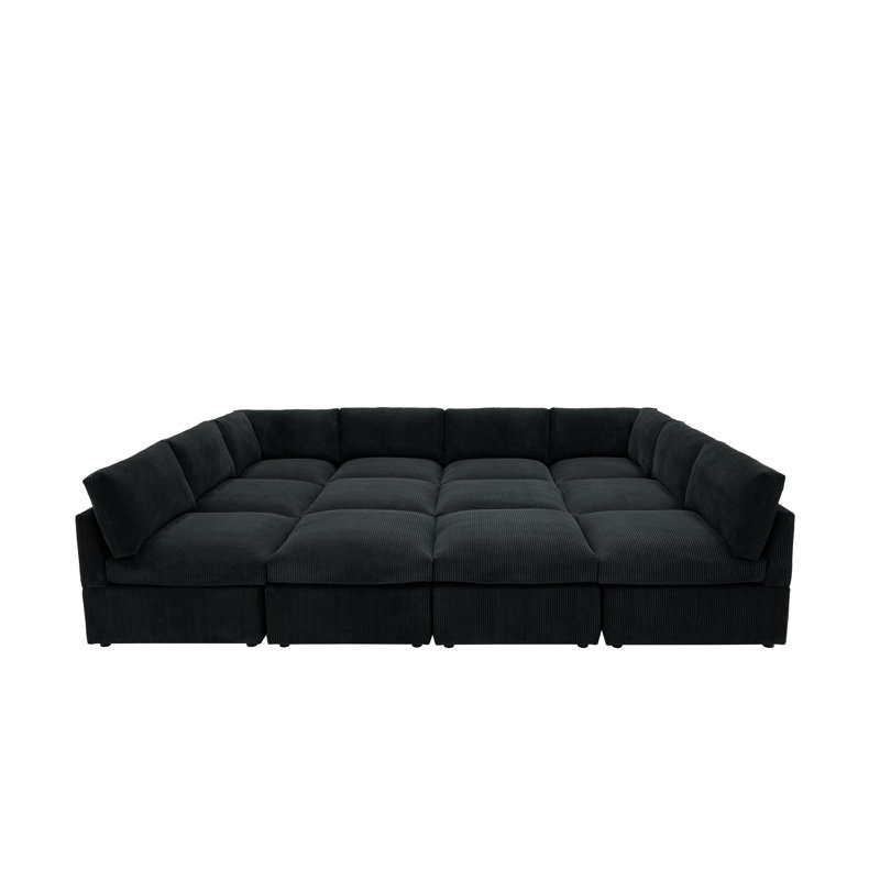Grand ensemble modulaire Middleton en velours côtelé, Black