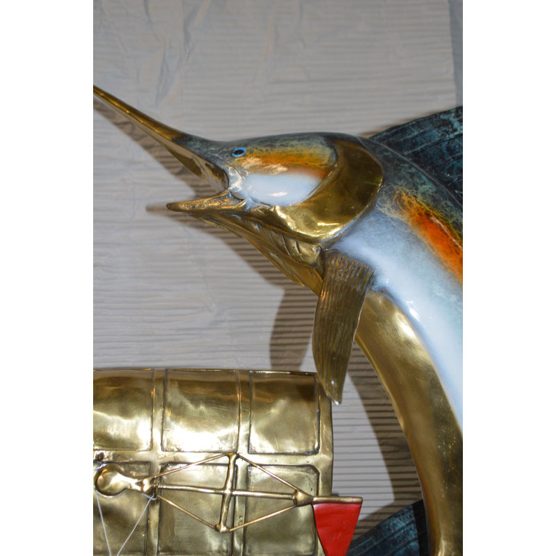 Statue bronze deux boîtes aux lettres voilier - Taille: L 45 po x l 33 po x H 74 po.
