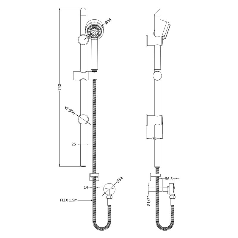 Mixer Shower with Handheld Shower Head, Brushed Brass