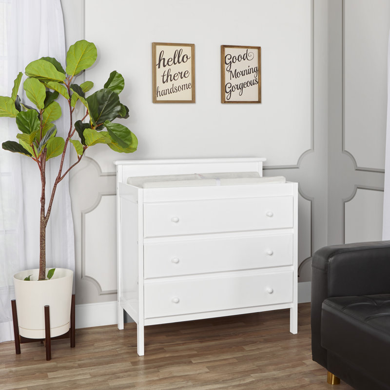 Changing Table Dresser with Pad, White