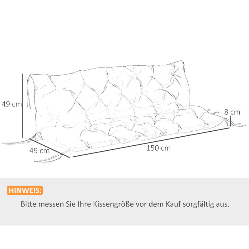 Garden Bench Cushion, Grey