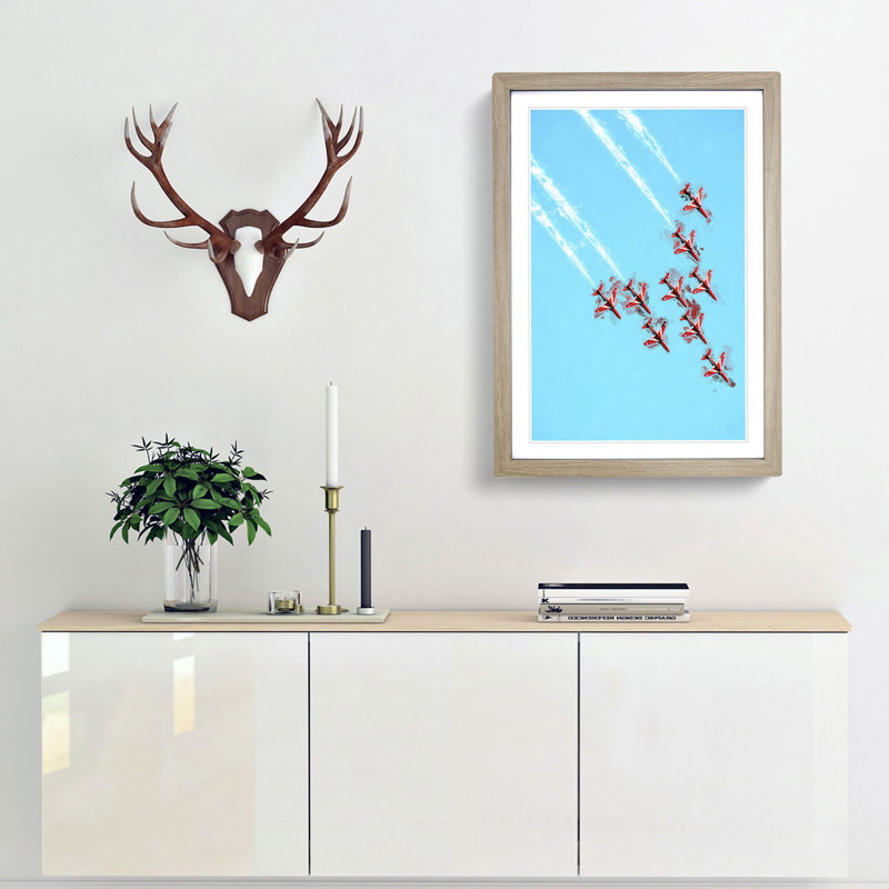 Fighter Jet Air show - Picture Frame Graphic Art Print, Oak, 76cm H x 50cm W x 2cm D