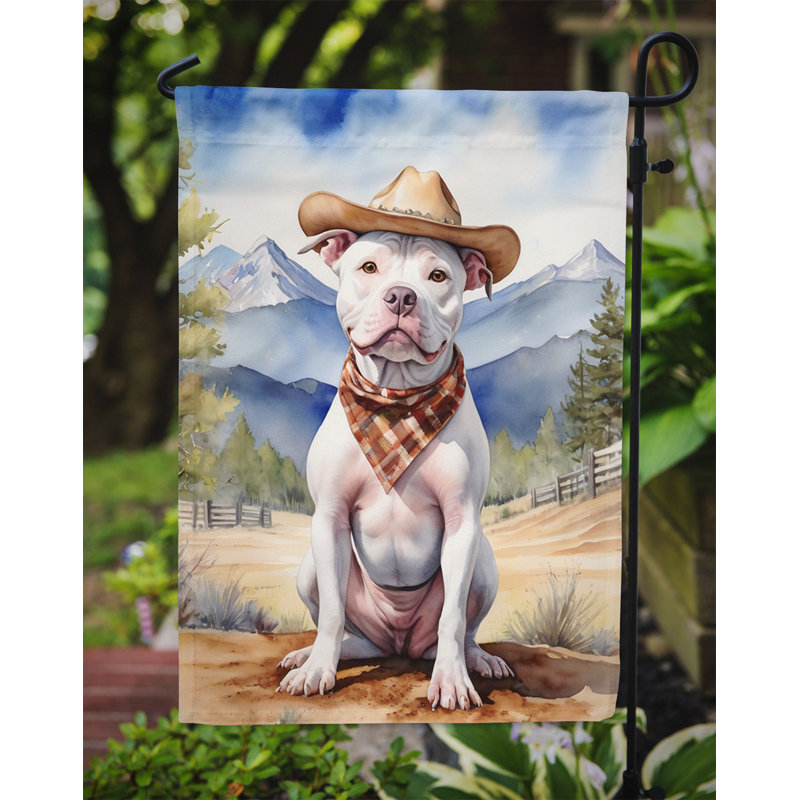 Drapeau Cowboy Welcome Garden, Bull terrier blanc