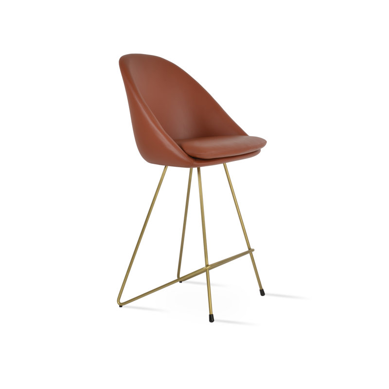 Tabouret de bar et de comptoir Avanos, Tabouret de comptoir (siège d'une hauteur de 24 p, Cannelle, Laiton