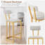 Ensemble de 2 tabourets de bar rembourrés à hauteur de comptoir dorés avec dossier - Design moderne sans accoudoirs - Pieds en métal - Grandes chaises pour îlot de cuisine pour la salle à manger ou le bar à domicile - Nouveau fauteuil de bar doré, 2 pièces par ensemble