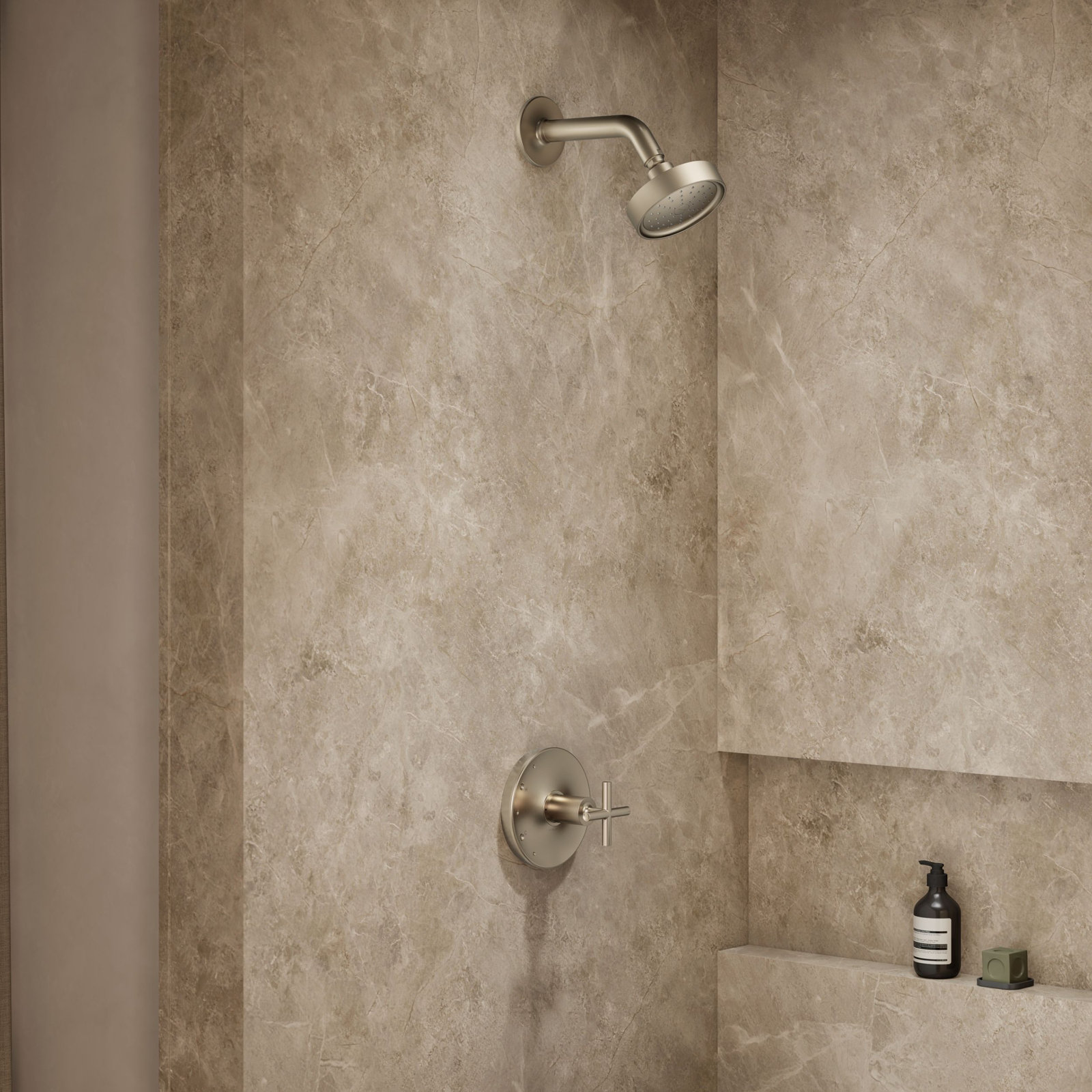 Purist Shower Trim, Vibrant Brushed Bronze, Cross Handle