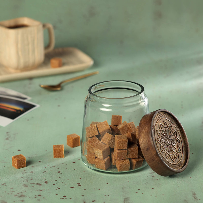 Clear Glass Jar with Metal Cladding Lid Small