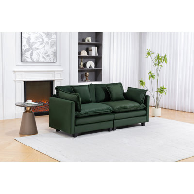 74.8" Width Cloud Couch Oversized Modular Sectional Sofa True Relax Comfy Couches Wide&Deep Seat Sofas For Living Room Furniture Sets, Waffle Fabric ,2Seat
