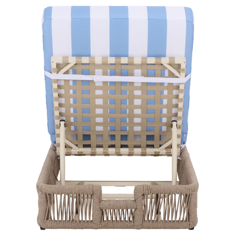 Gillian Steel and Rope Chaise Lounger, Baby Blue