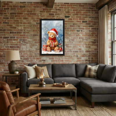 Christmas Christmas Bear With Gifts And Snow